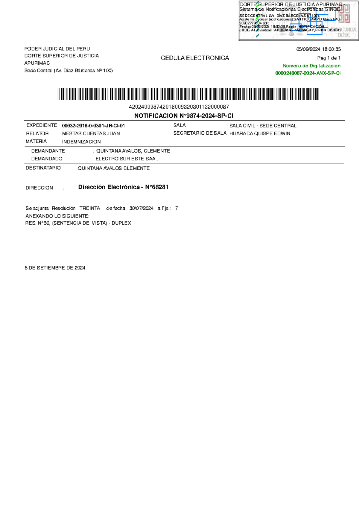 Sentencia Clemente - PODER JUDICIAL DEL PERU CORTE SUPERIOR DE JUSTICIA ...