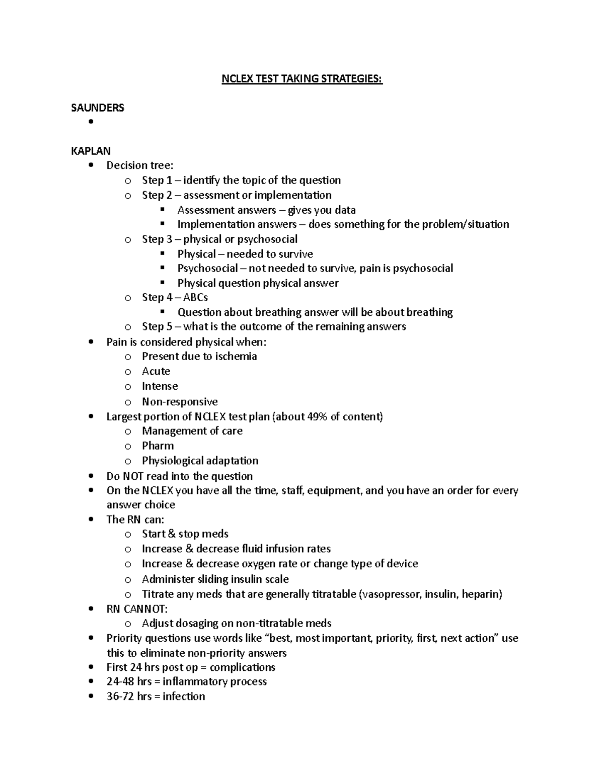 Nclex TEST Taking Strategies NCLEX TEST TAKING STRATEGIES SAUNDERS