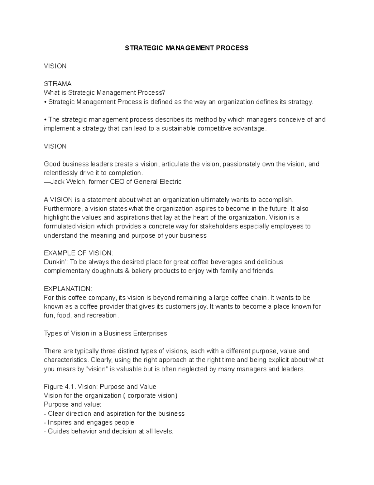Strama - none - STRATEGIC MANAGEMENT PROCESS VISION STRAMA What is ...