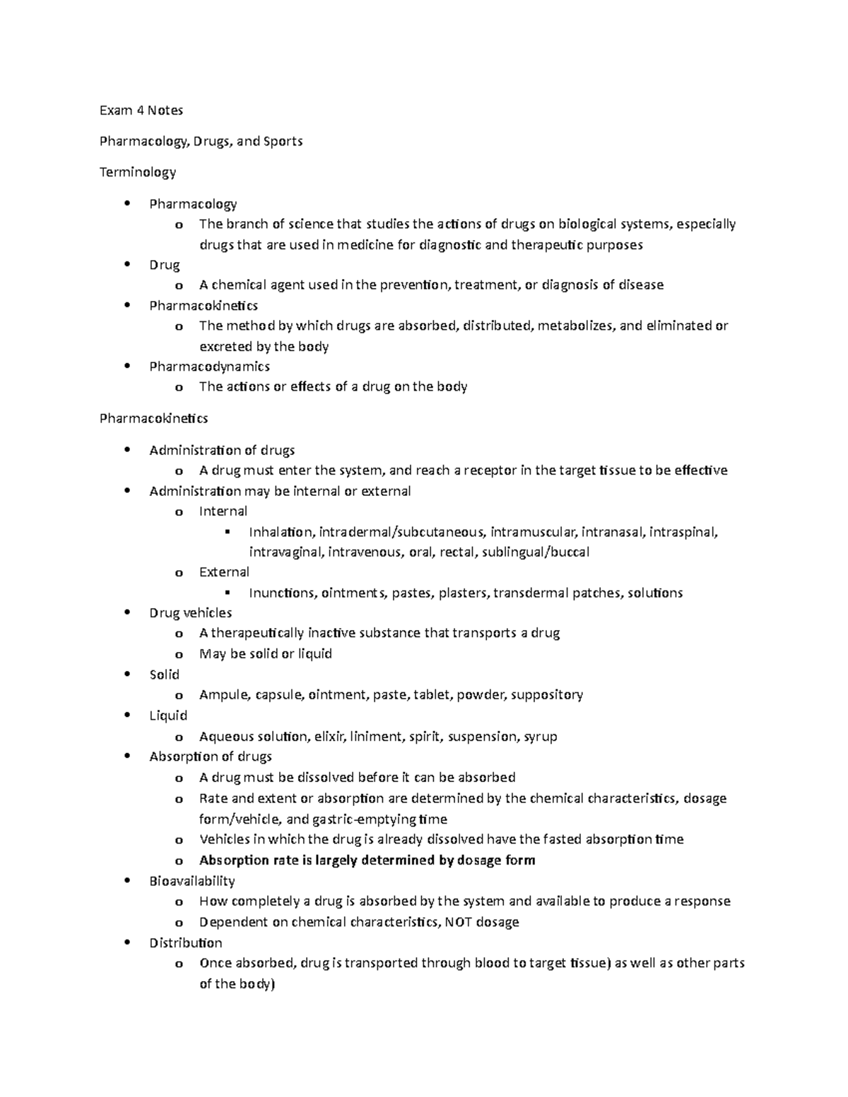 Exam 4 Notes - Gardenhire - Exam 4 Notes Pharmacology, Drugs, and ...