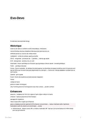 Evo Devo CM1 - Evo Devo CM I- Introduction L’histoire de la biologie du ...