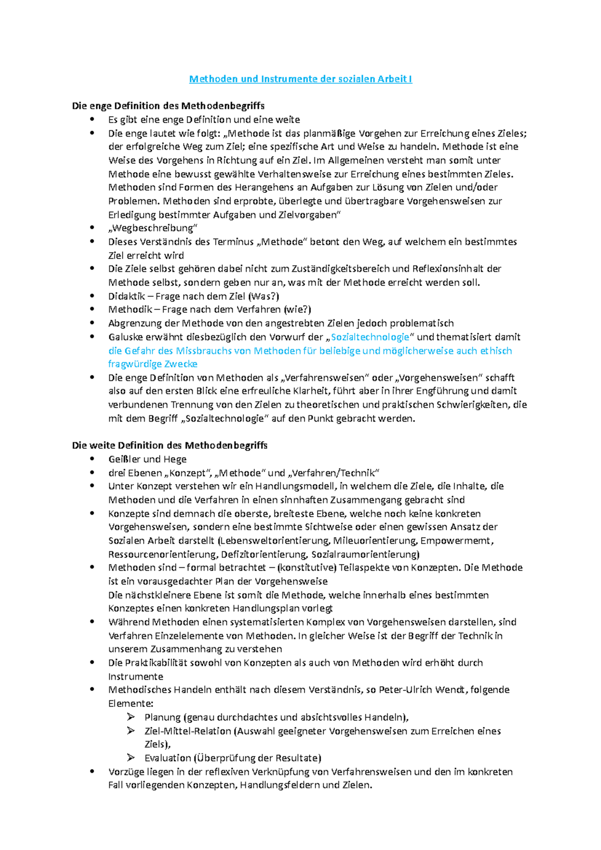 Iu Soziale Arbeit Modulhandbuch Methoden und Instrumente der sozialen Arbeit I (IU Zusammenfassung