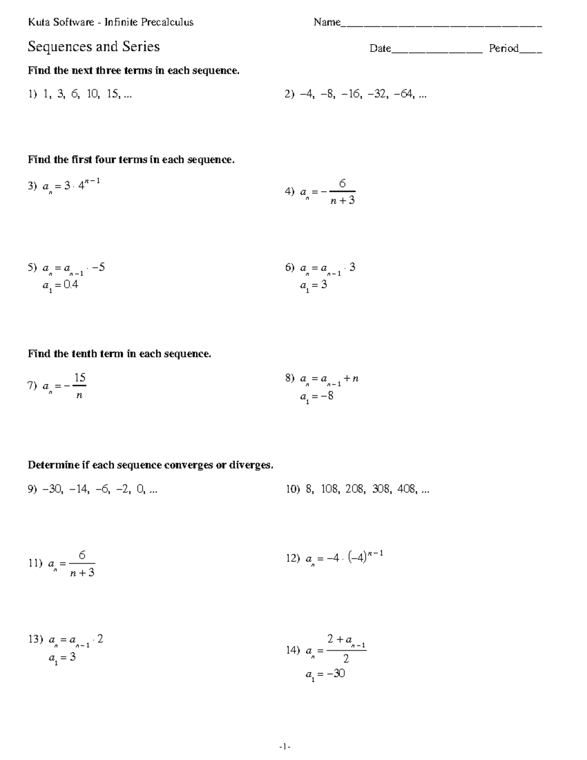 13 - Sequences and Series - ©M w2D0x1e6b YKEutyas SxosfItJwfaCrvec ...