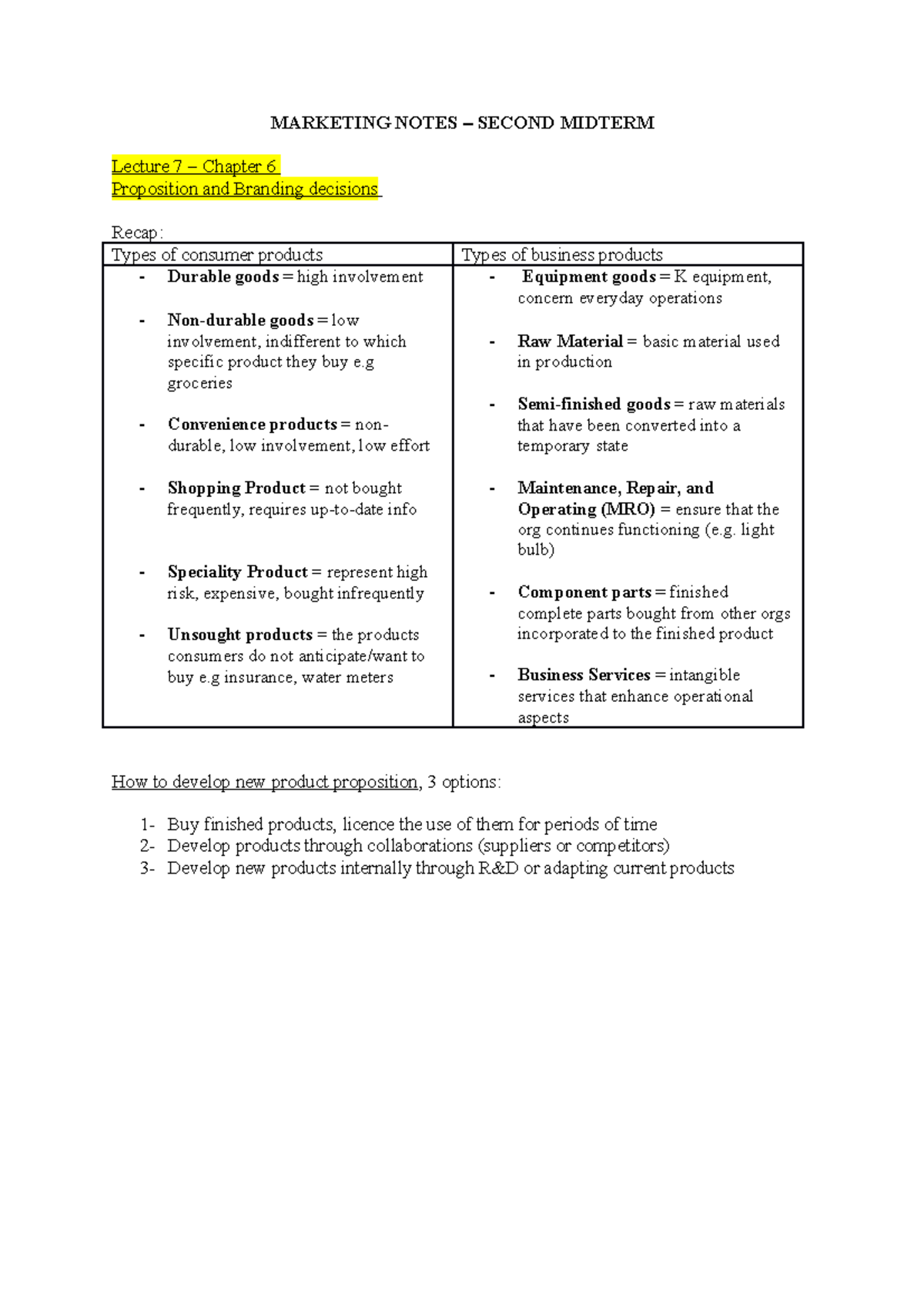 Marketing Notes – Second Midterm - MARKETING NOTES – SECOND MIDTERM ...