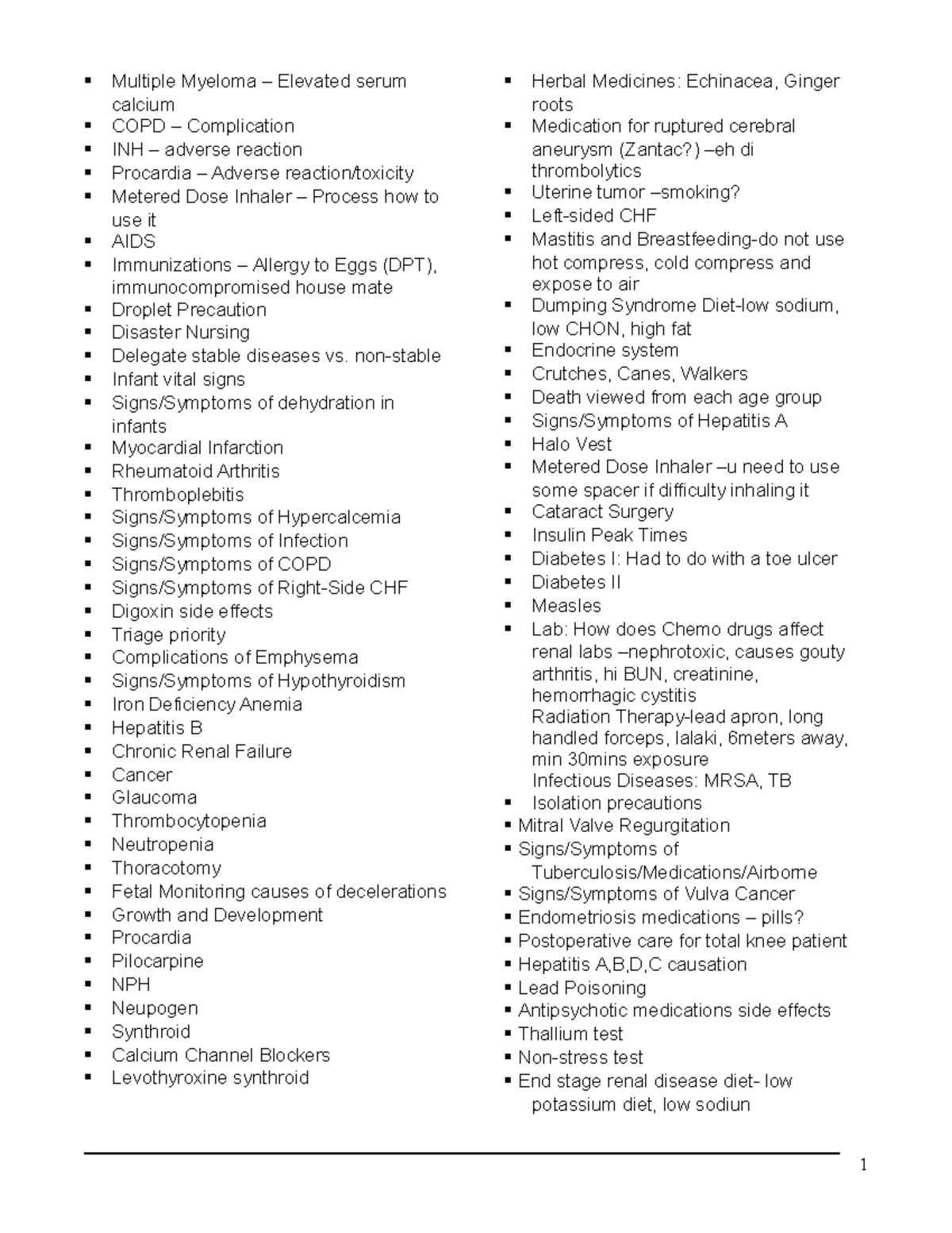 NCLEX Review 2019-2023 - Multiple Myeloma – Elevated serum calcium COPD ...