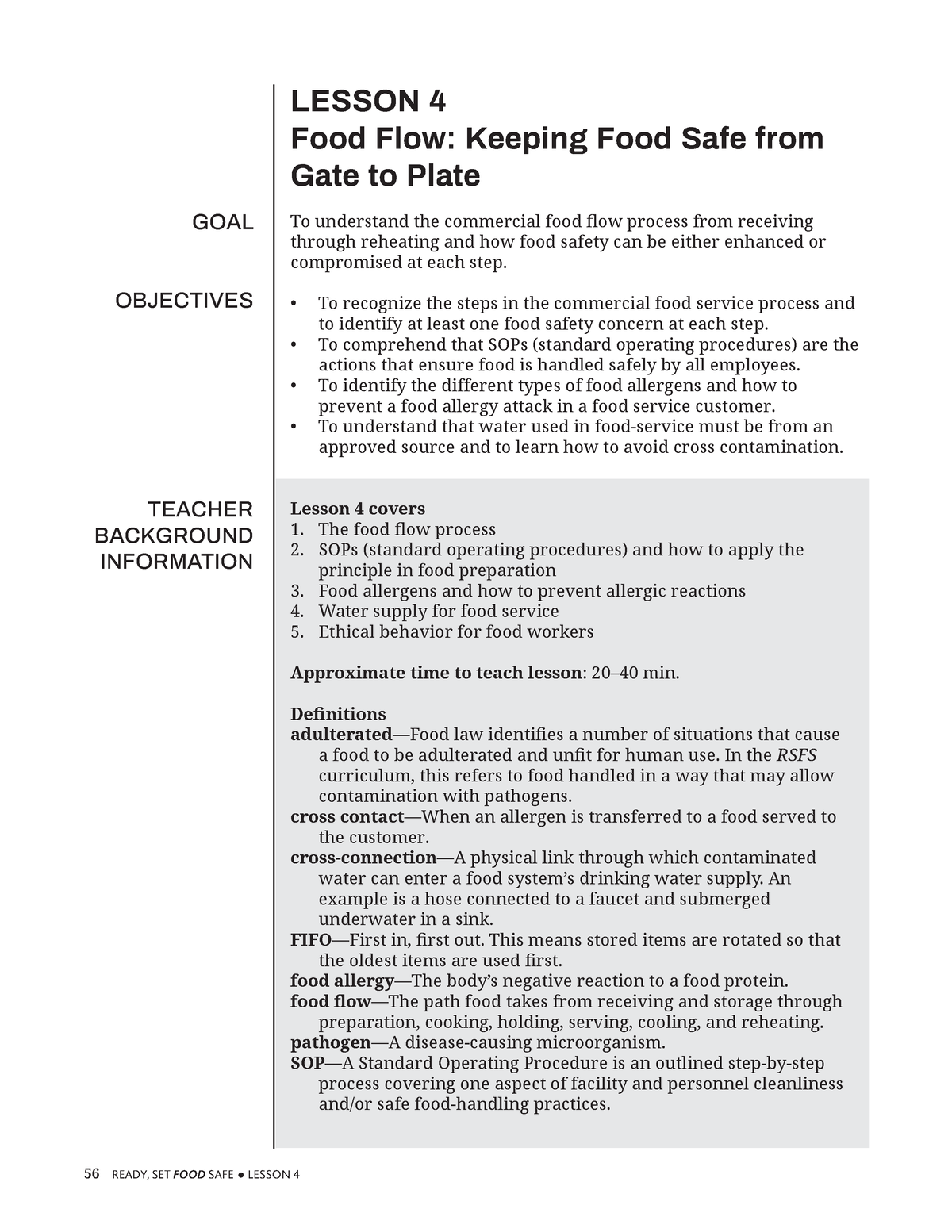 Food Flow - Food flow: from gate to plate - GOAL OBJECTIVES TEACHER ...