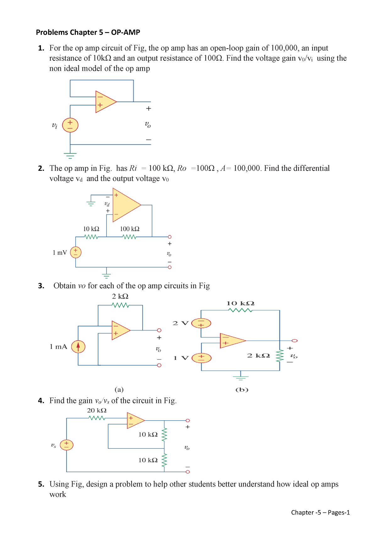 Problems-Chapter-5 -Contents - Problems Chapter 5 – OP-AMP For The Op ...