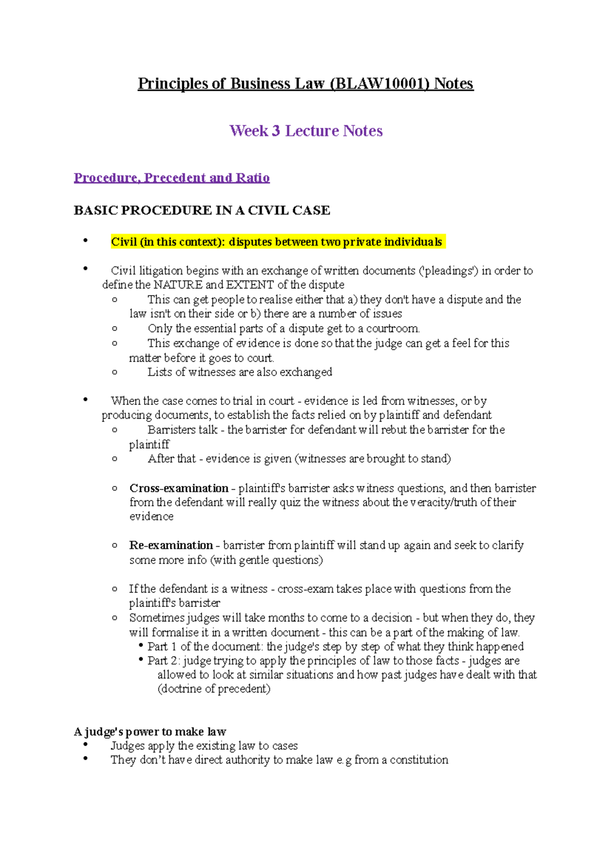 PBL Week 3 Notes - Principles of Business Law (BLAW10001) Notes Week 3 ...