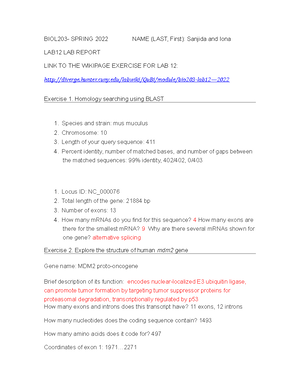 Lab 12c - Report DNA Barcoding, Part 3 - Lab 12c: DNA Barcoding, Part 3 ...