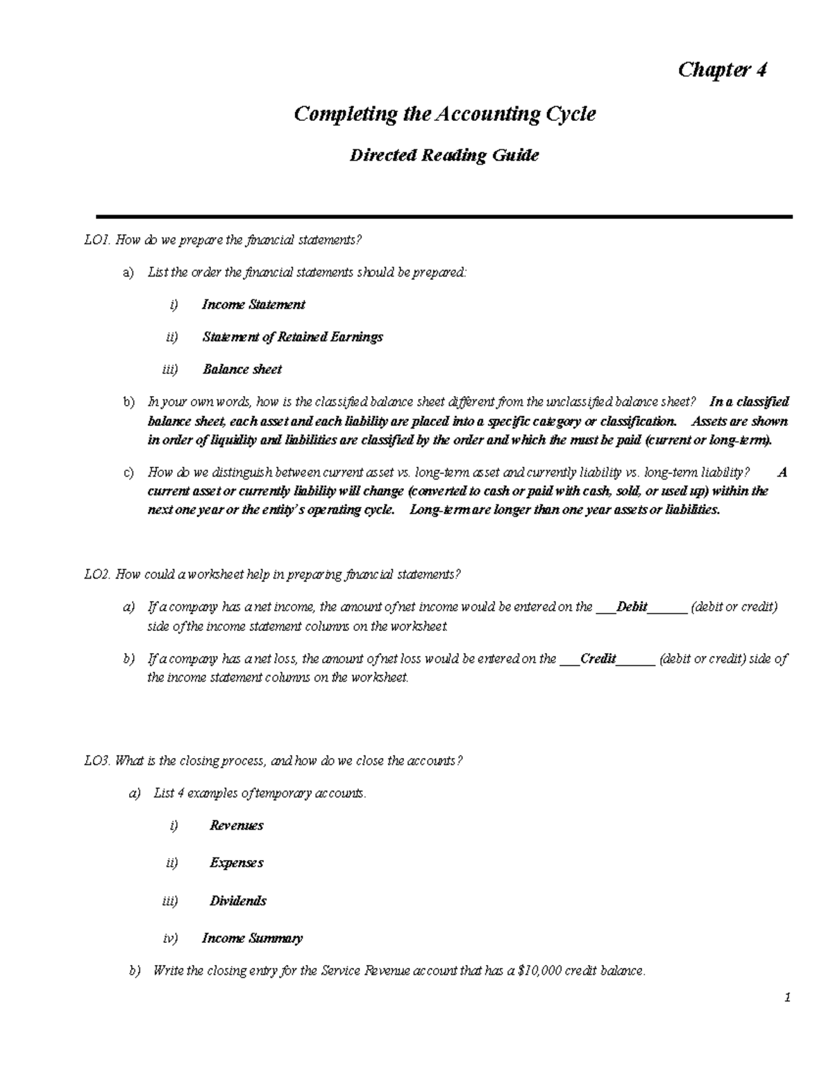 Chapter 4 Completing The Accounting Cycle Directed Reading Guide - How ...