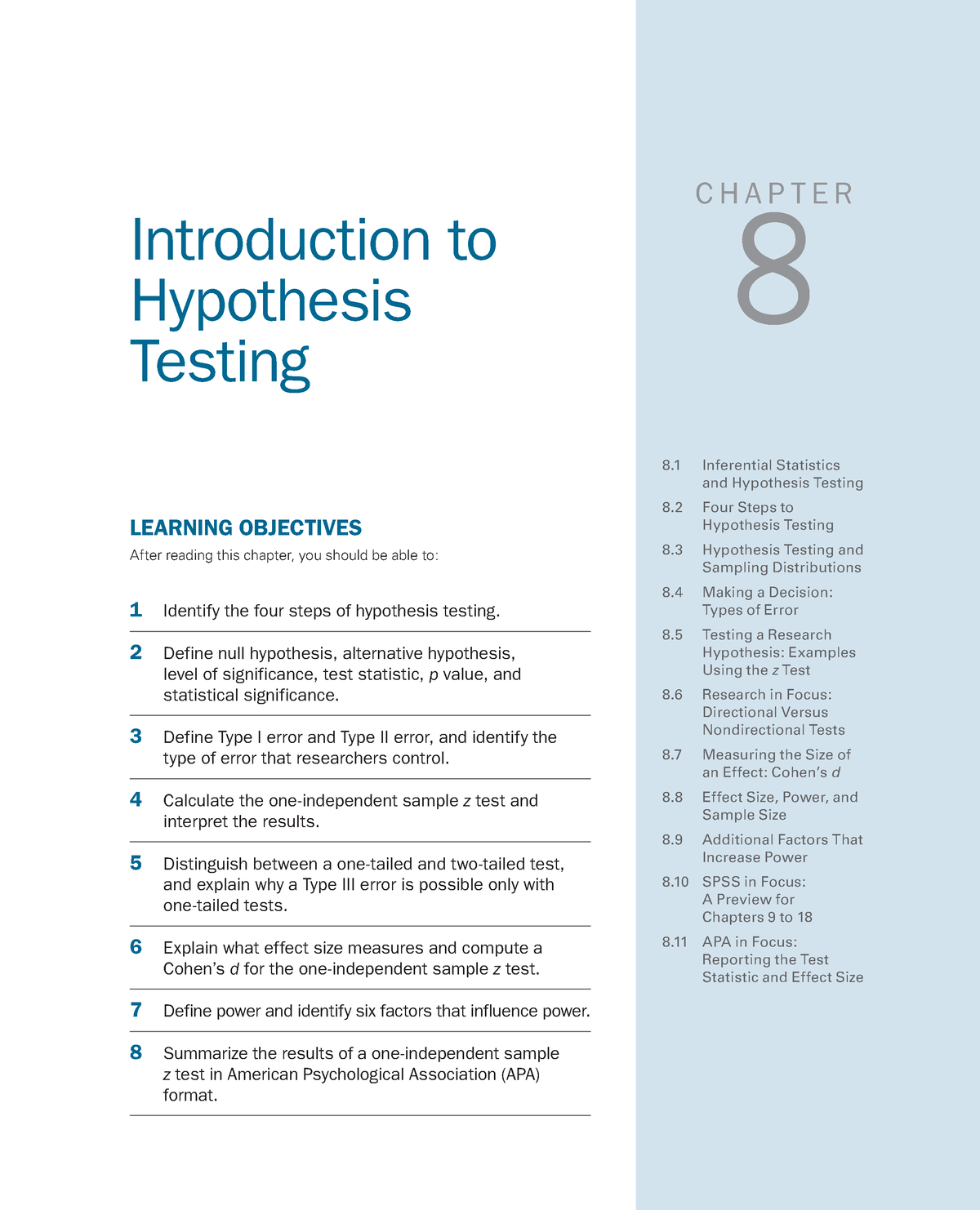 chapter 8 hypothesis testing answers