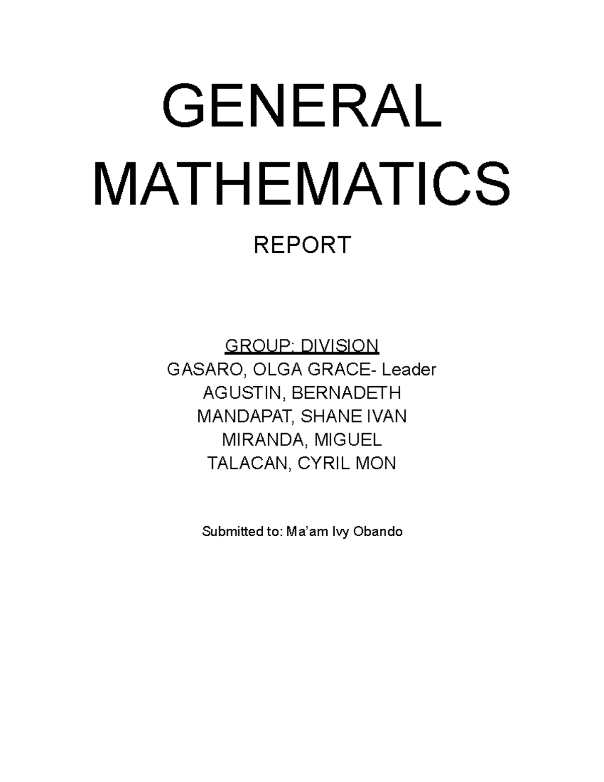 Humss 11 Division of Functions Group work - General Academic Strand ...