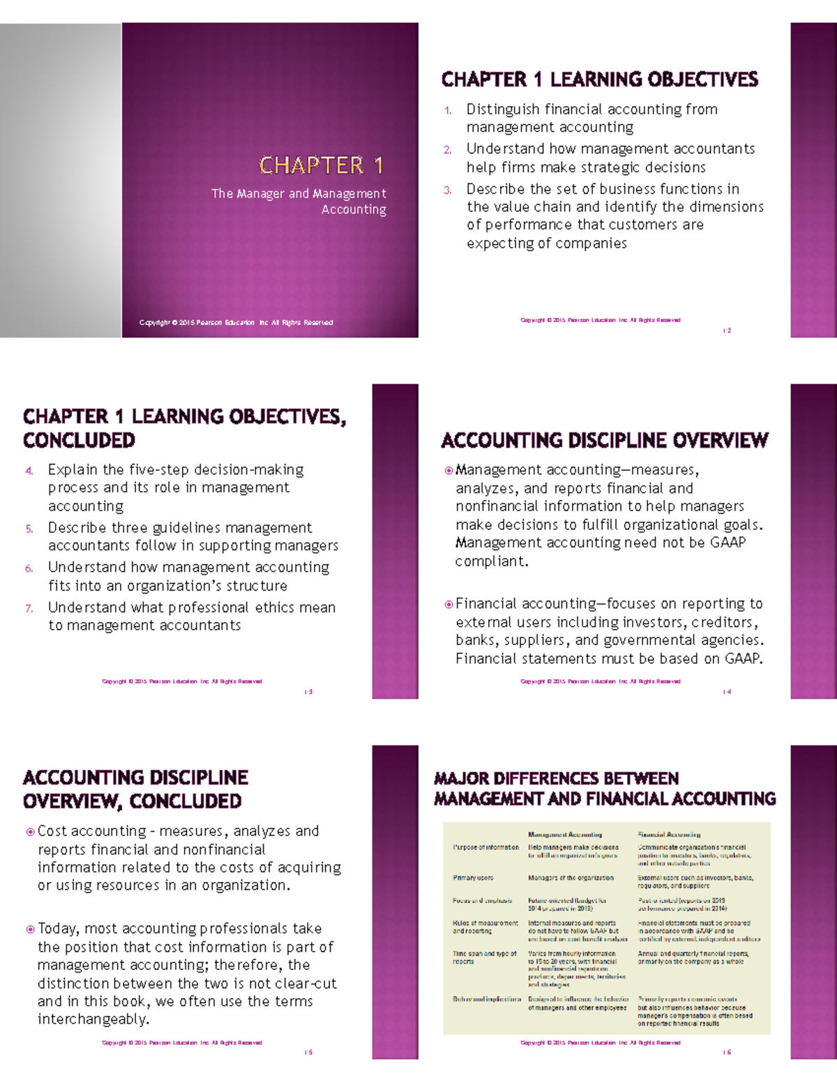 Chapter 1 - CHAPTER 1 The Manager and Management Accounting Copyright ...