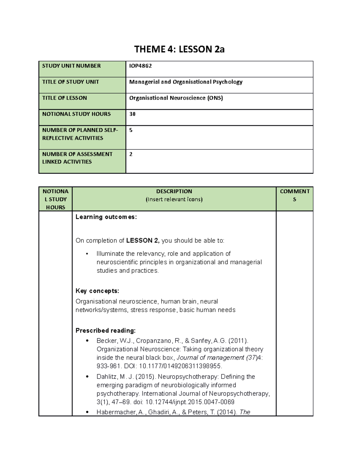 Theme 4 lesson 2a - Lecture notes 4 - THEME 4: LESSON 2a STUDY UNIT ...