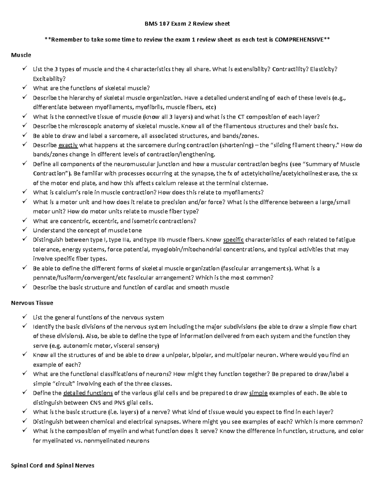 BMS 107 Exam 2 Review sheet - BMS 107 Exam 2 Review sheet Remember to ...