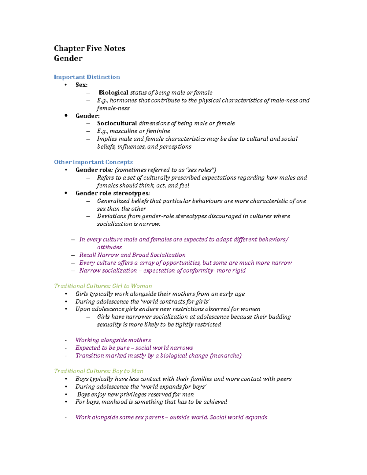 Chapter 5 - Gender - Adolescent Development Dr. Buchanan - Chapter Five ...