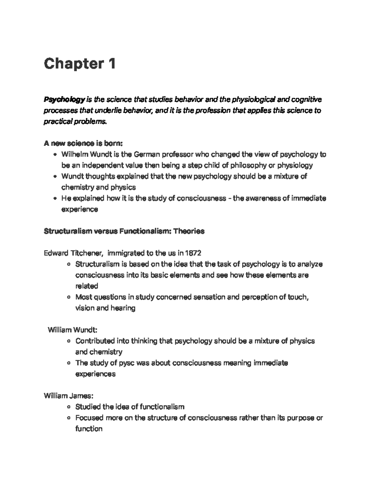 Chapter 1 - Notes - Chapter 1 Psychology Is The Science That Studies ...