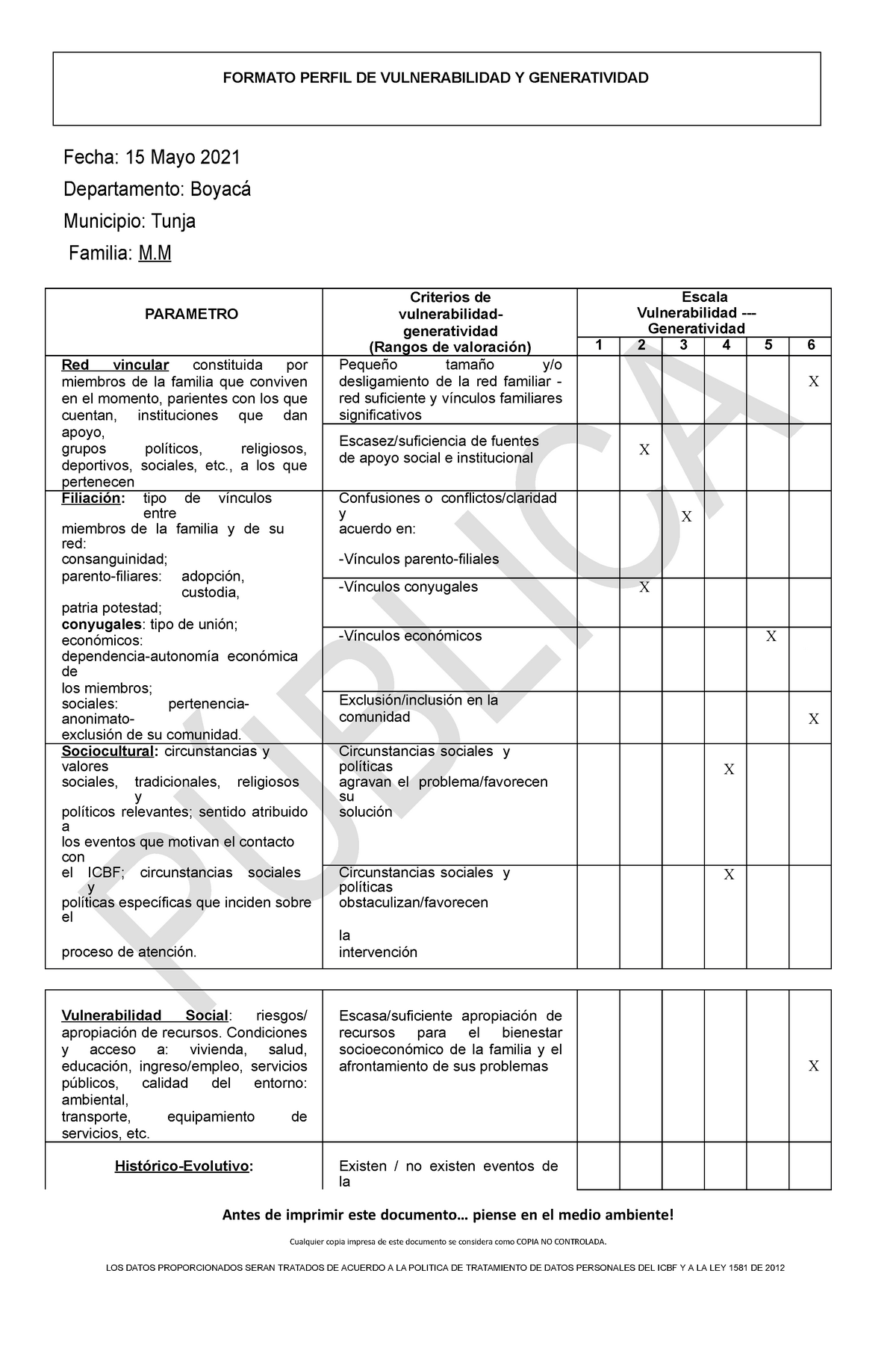 Anexo 3 - Formato Perfil Vulnerabilidad y Generatividad - Fecha: 15 Mayo  2021 Departamento: Boyacá - Studocu