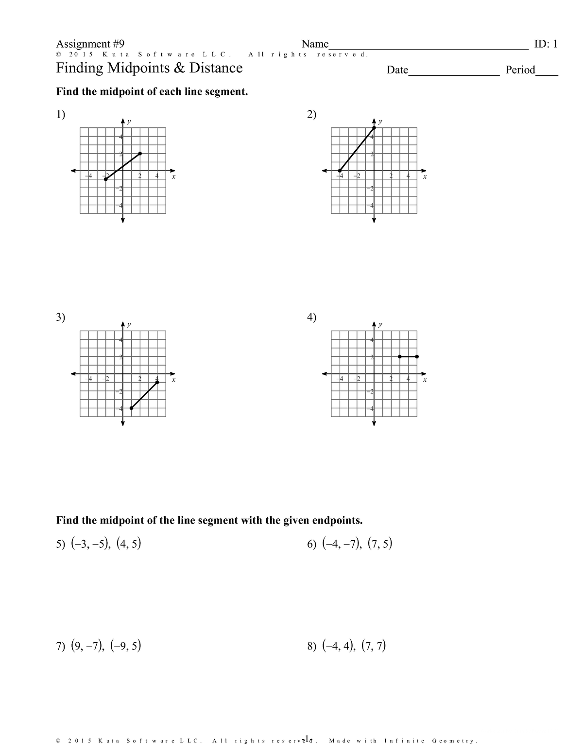 assignment #9 finding midpoints and distance