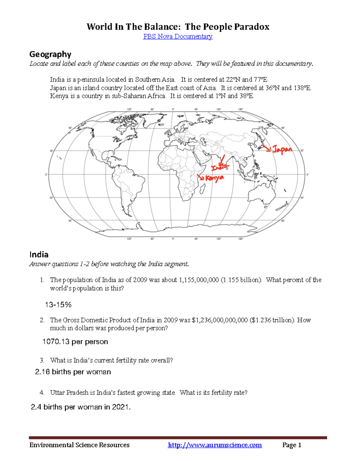 09.08 Balance Worksheet - ####### World In The Balance: The People ...