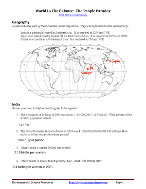 09.08 Balance Worksheet - ####### World In The Balance: The People Paradox  PBS Nova Documentary - Studocu