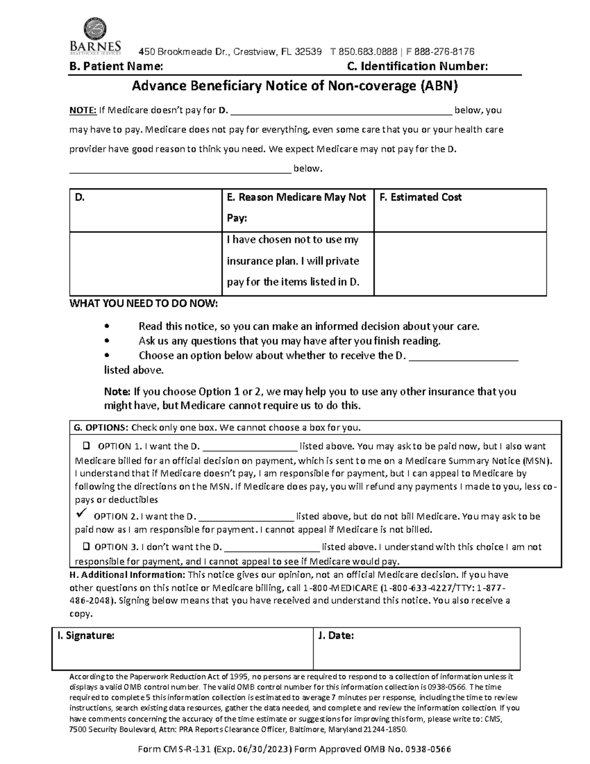 ABN - ABN Form - 450 Brookmeade Dr., Crestview, FL 32539 T 850.683 | F ...