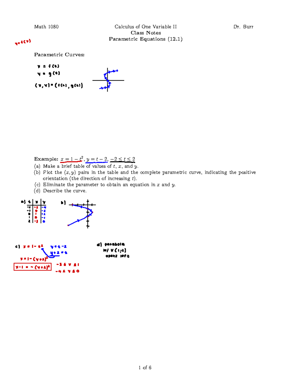 Section 12 - Notes - Math 1080 Calculus of One Variable II Dr. Burr ...