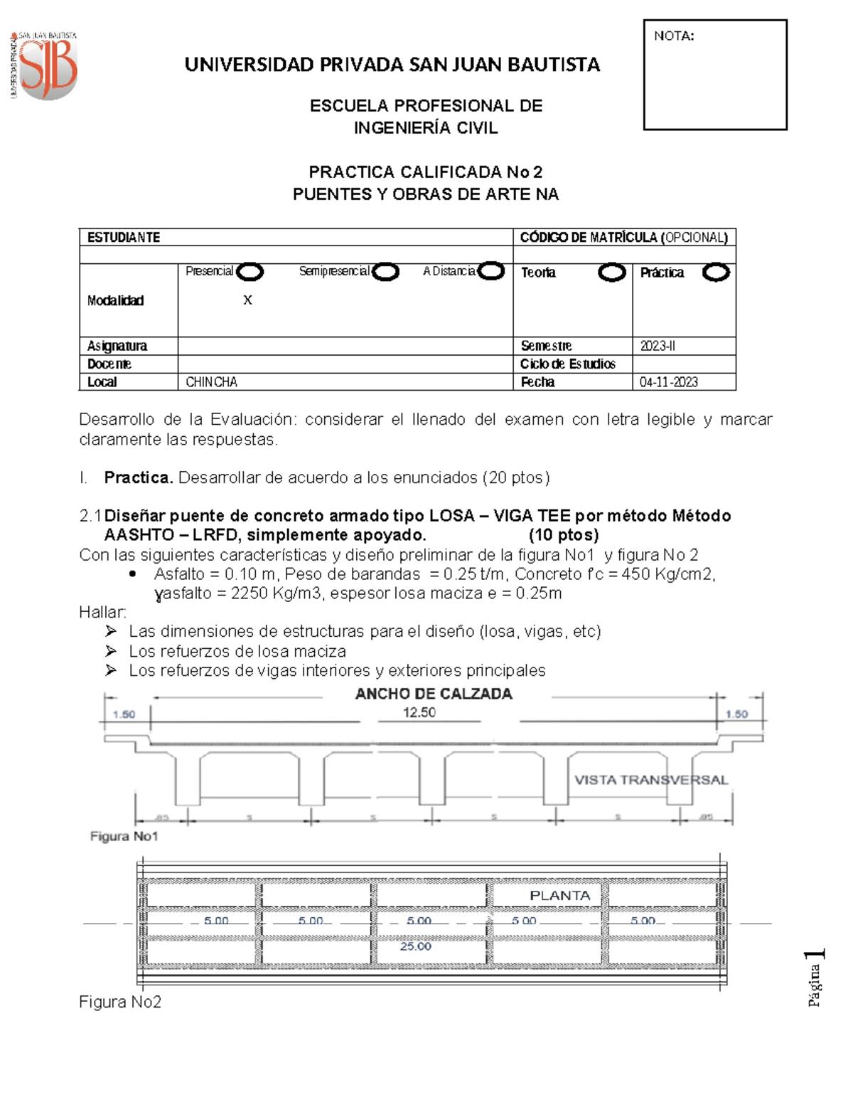 SOL Pract Calif 2 DE Puentes Y Obras DE ARTE - Página 1 NOTA ...
