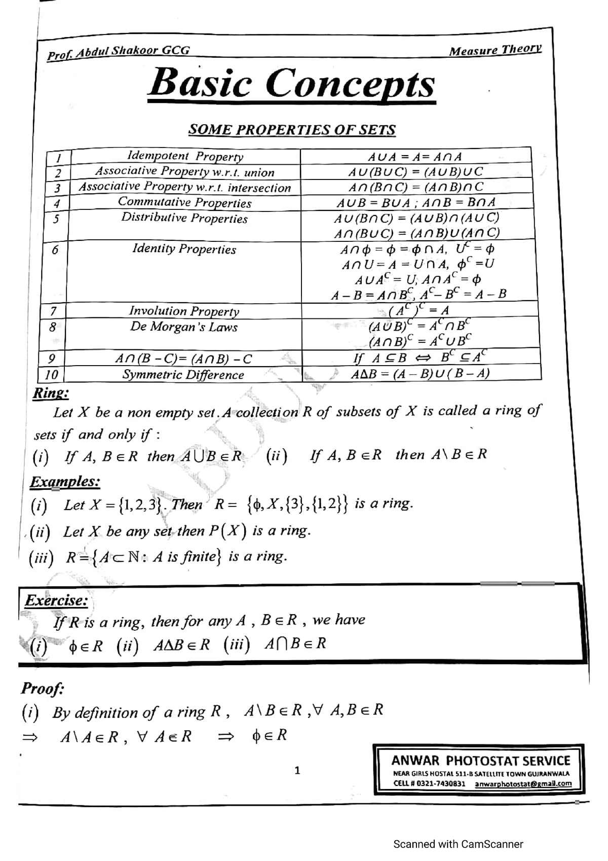 Measure Theory Notes Msc Math Part 2 - Giải Tích 1 - Studocu