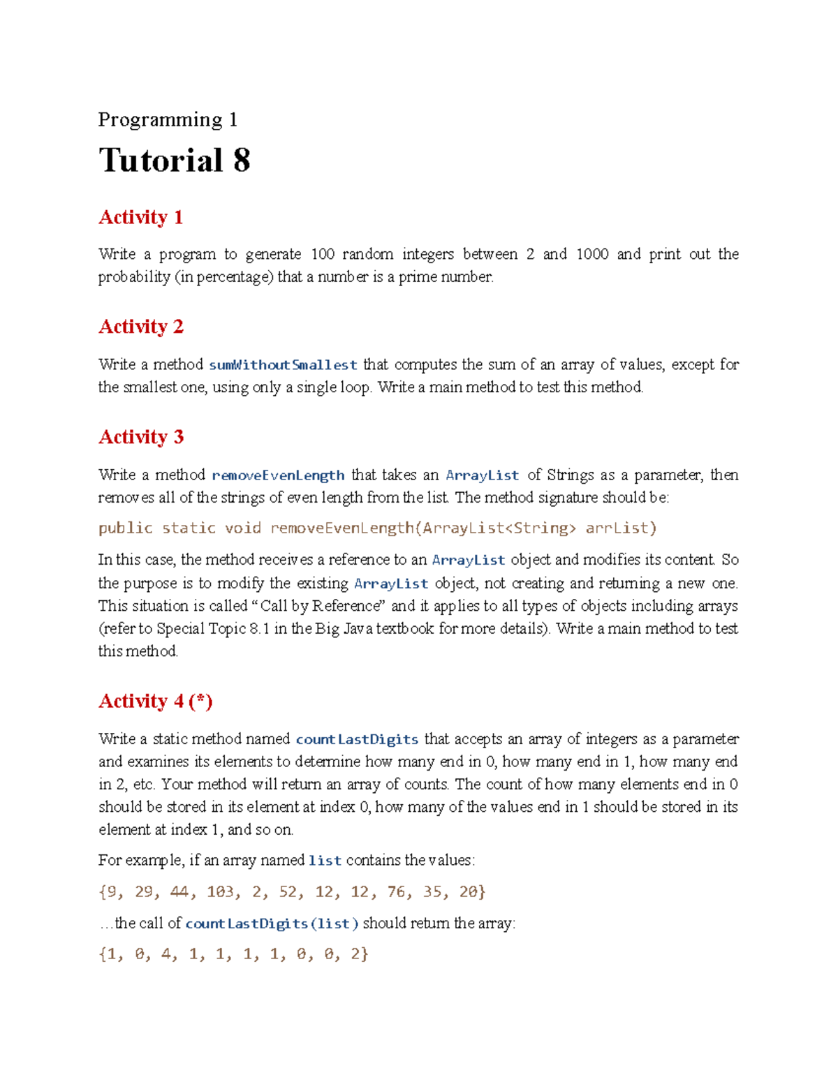 Tutorial 8- fhfhf uô wuef wkdof fheiuf - Programming 1 Tutorial 8 ...