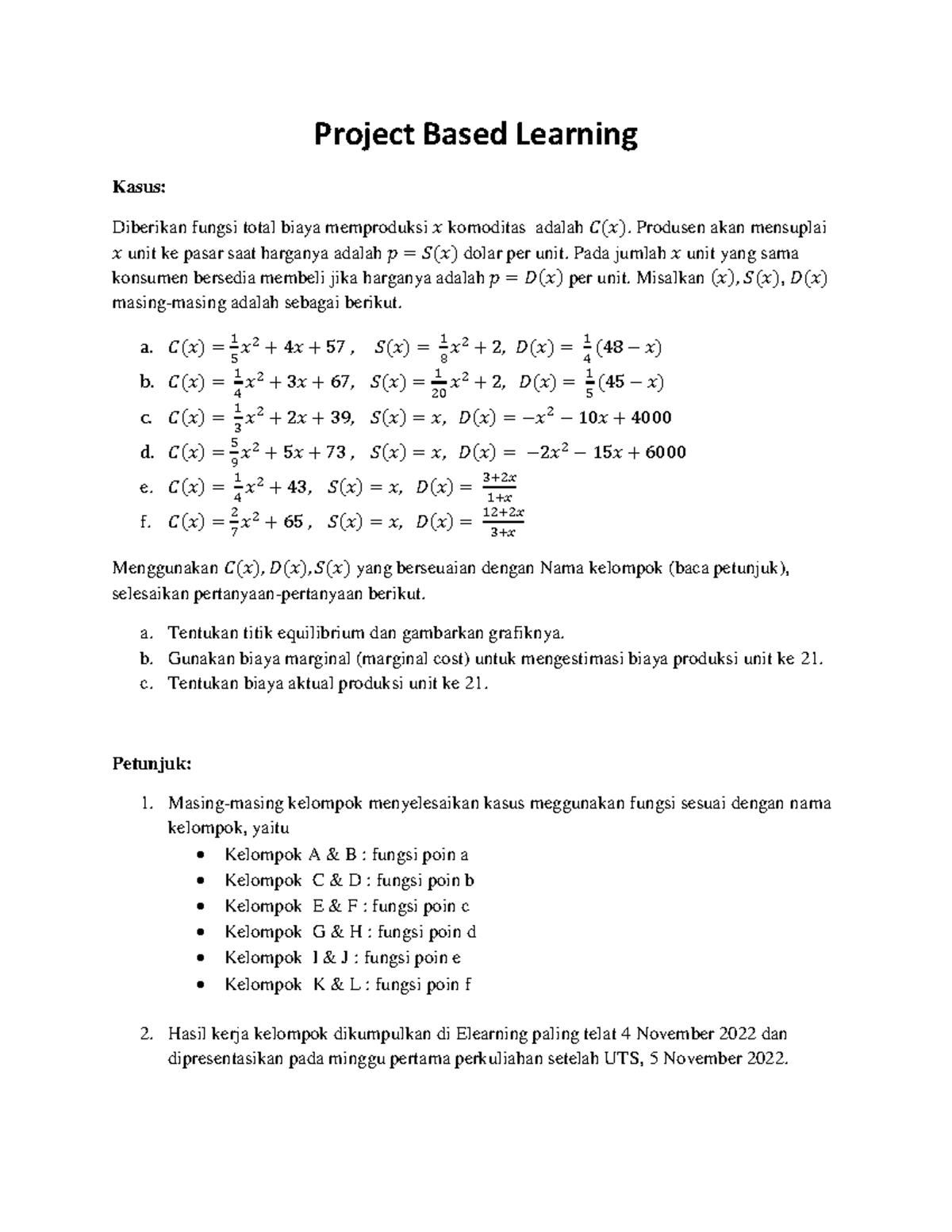 Project Based Learning - Project Based Learning Kasus: Diberikan Fungsi ...