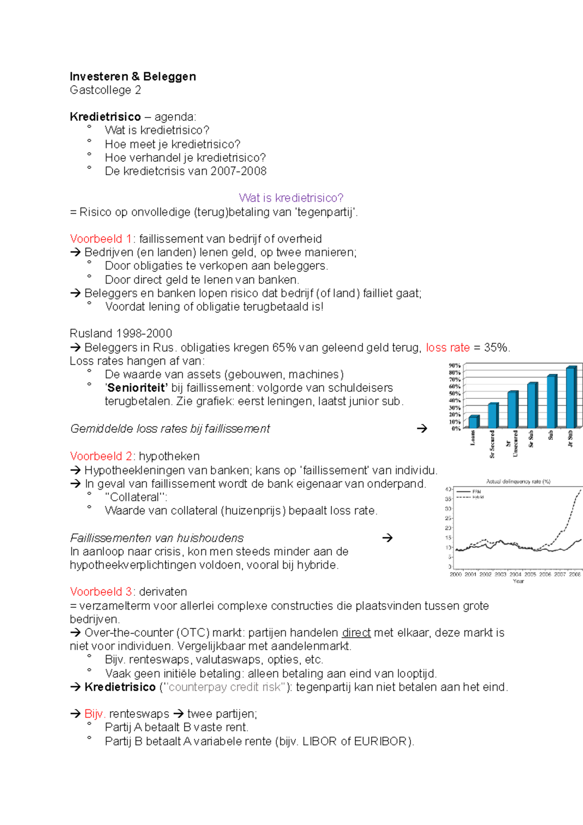 I&B Gastcollege 2 - Investeren & Beleggen Gastcollege 2 Kredietrisico ...