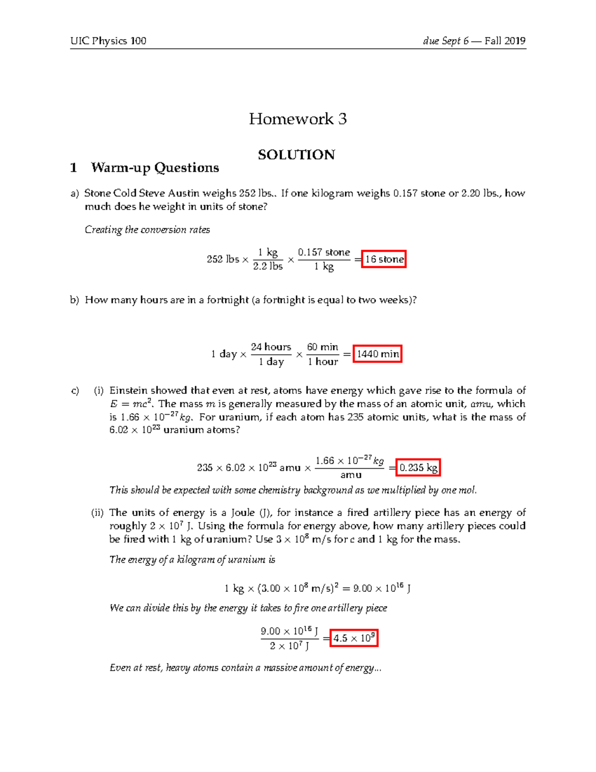 physics homework 3 UIC Physics 100 due Sept 6— Fall 2019 Homework 3