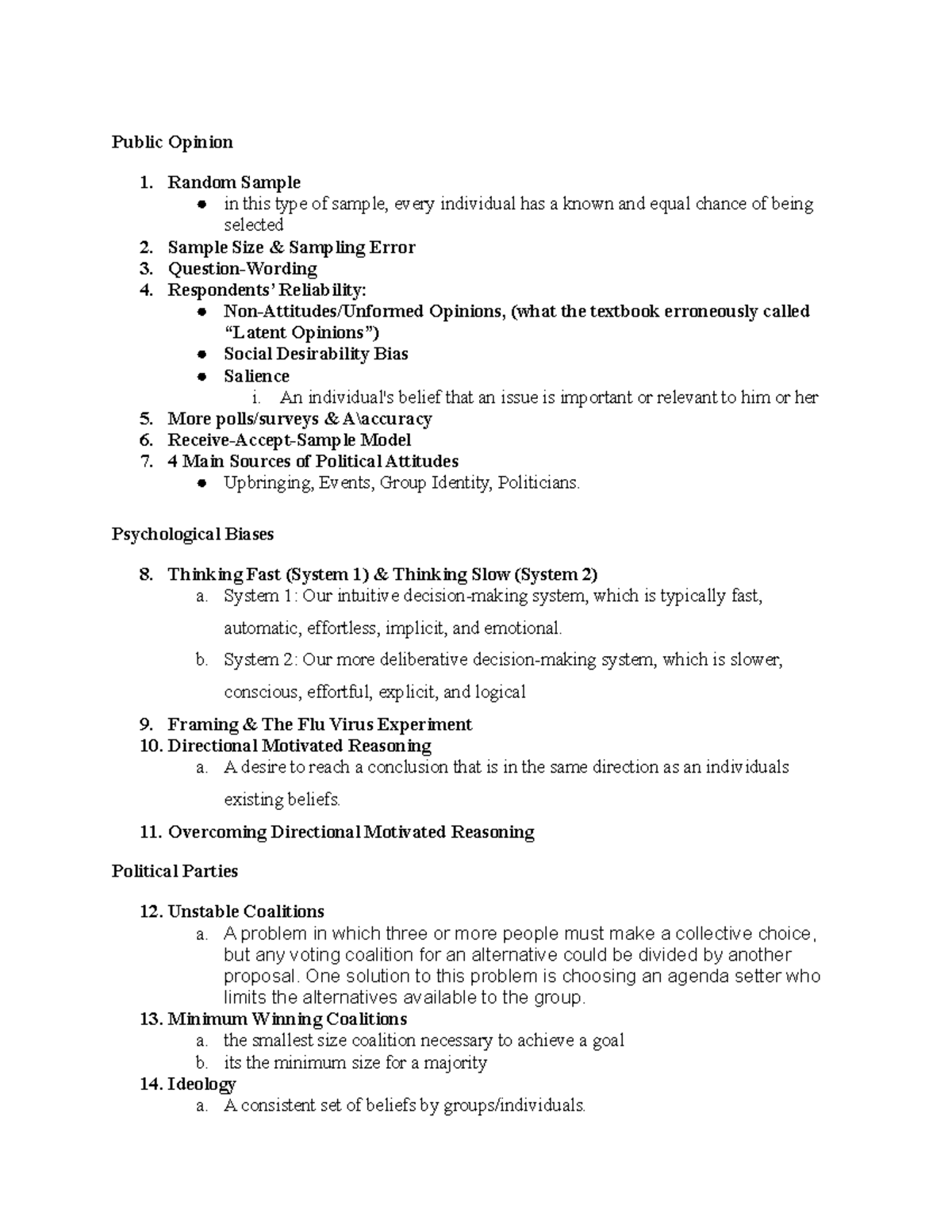 Midterm #2 - Study materials - Public Opinion Random Sample in this ...