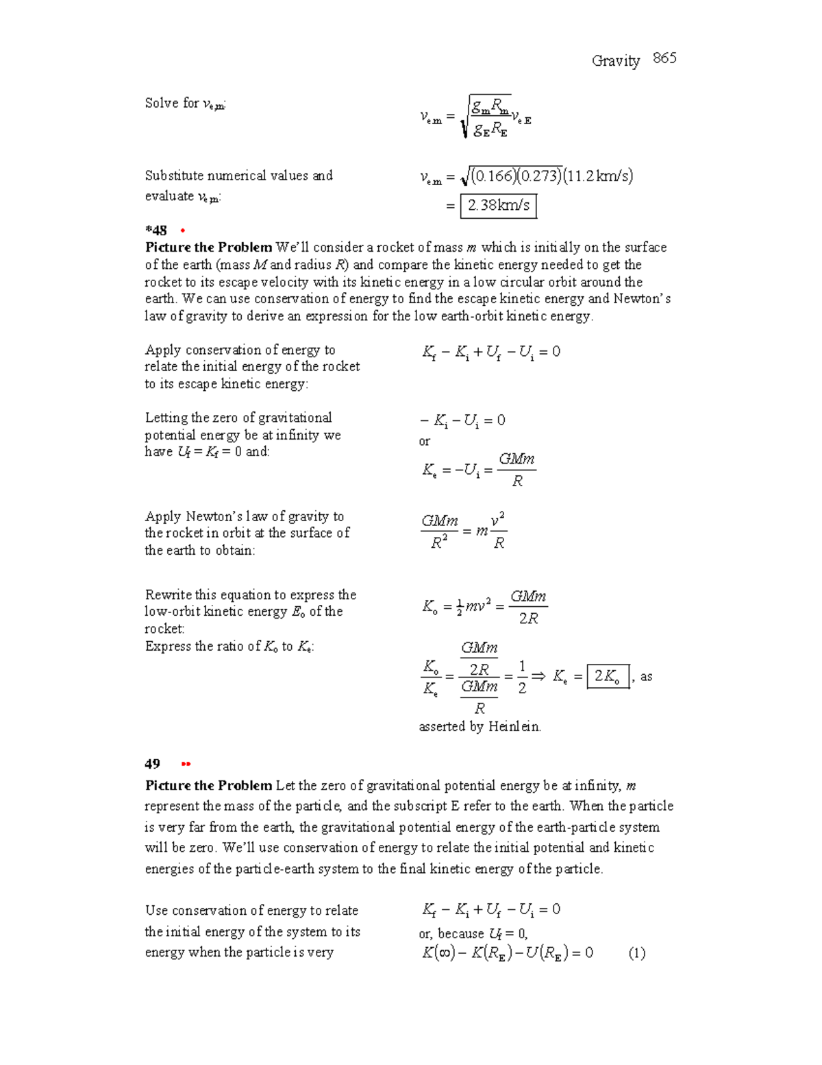 Physics Material - Gravity 865 Solve for ve,m: e E E m m e g R v g R v ...