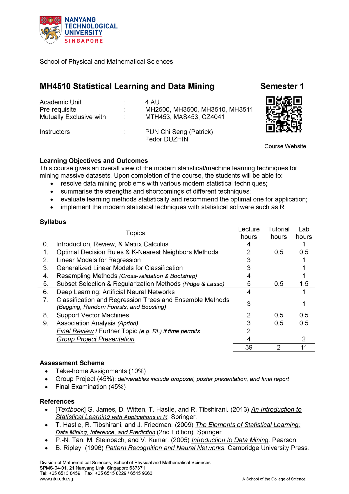 MH4510 Course Content - School Of Physical And Mathematical Sciences ...