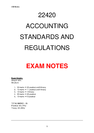 ASR Notes - Modules 1-8 - 22420 - ACCOUNTING STANDARDS AND REGULATIONS ...