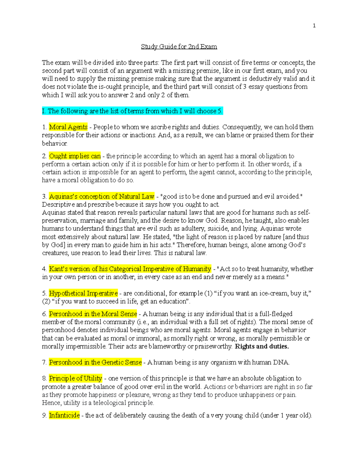 Study Guide 2E Spring 2022 - 1 Study Guide for 2nd Exam The exam will ...