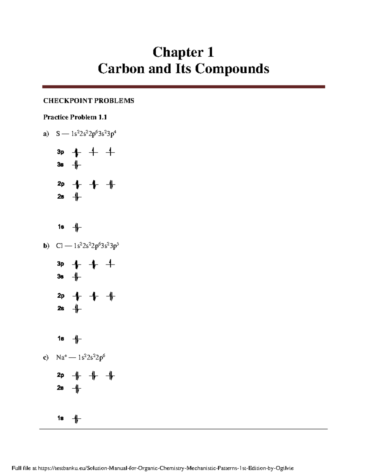 Orgo Tb Solutions Manual - Chapter 1 Carbon and Its Compounds ...