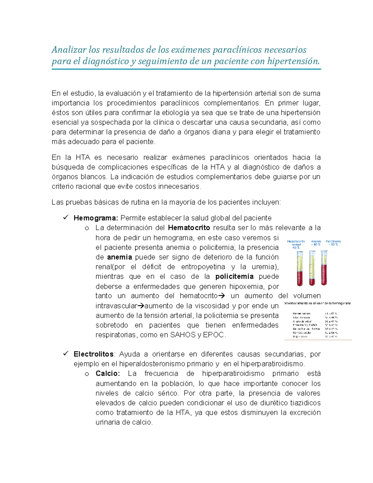 Evaluación diagnóstica para pruebas de hipertensión secundaria