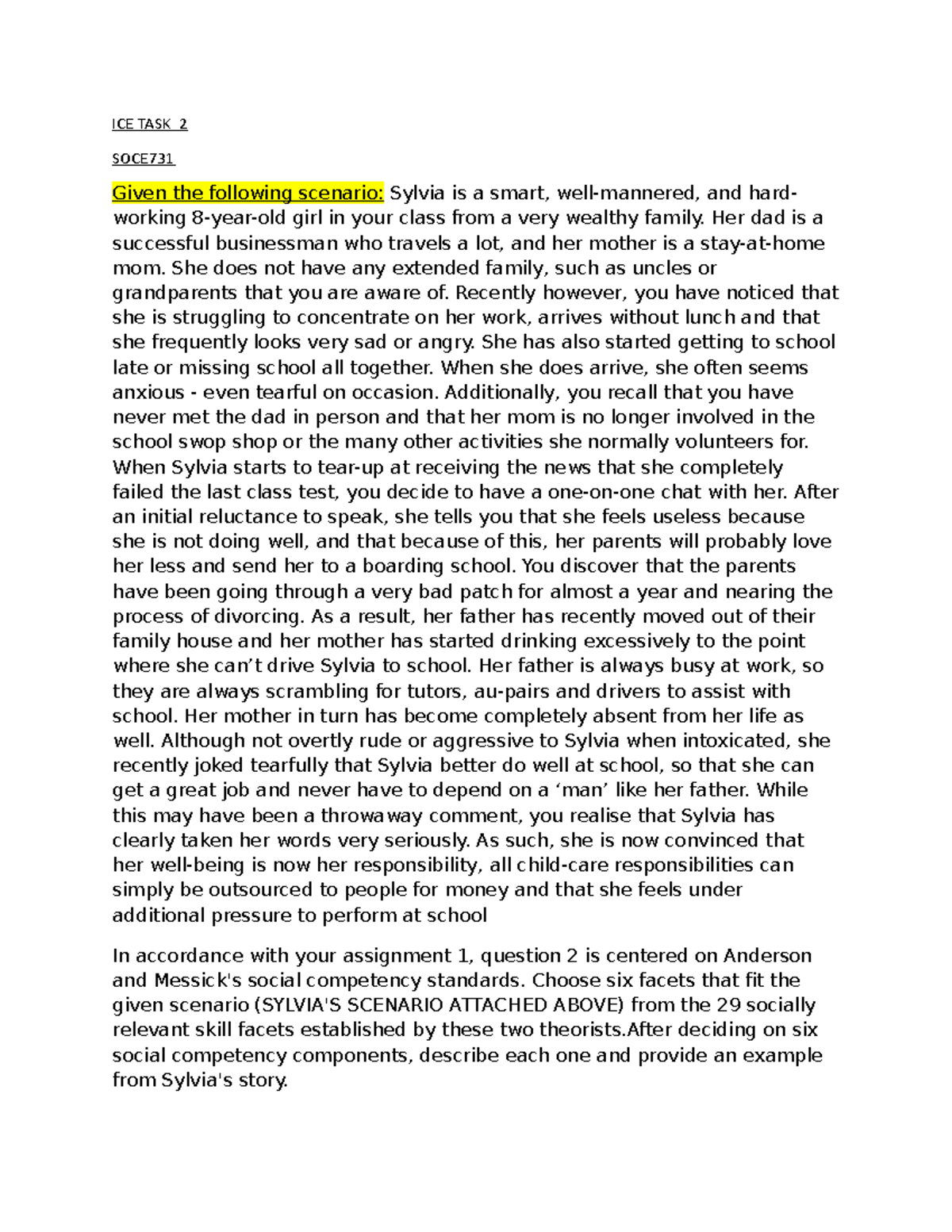 Ice task 2 SOCE7312 - Ice - ICE TASK 2 SOCE Given the following ...