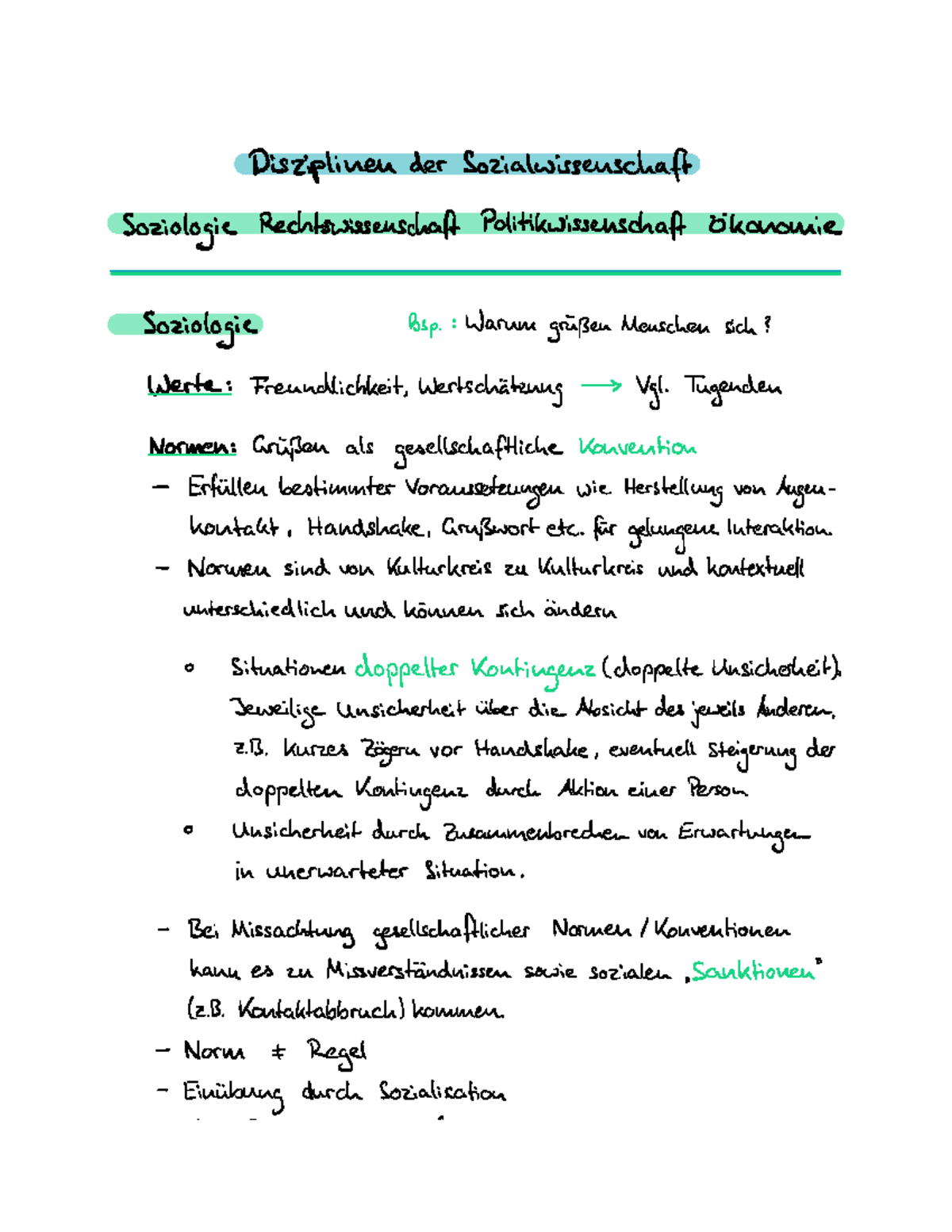 Vorlesung SW 1 Disziplinen der Sozialwissenschaft Einführung in