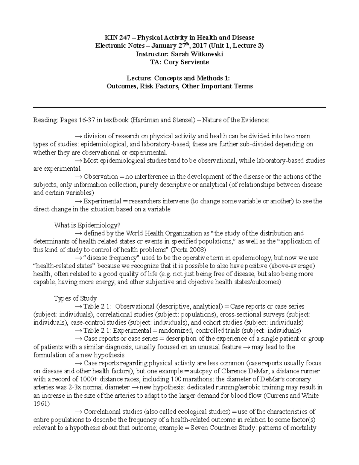 KIN-247 Electronic Notes 01272017 - KIN 247 – Physical Activity in ...