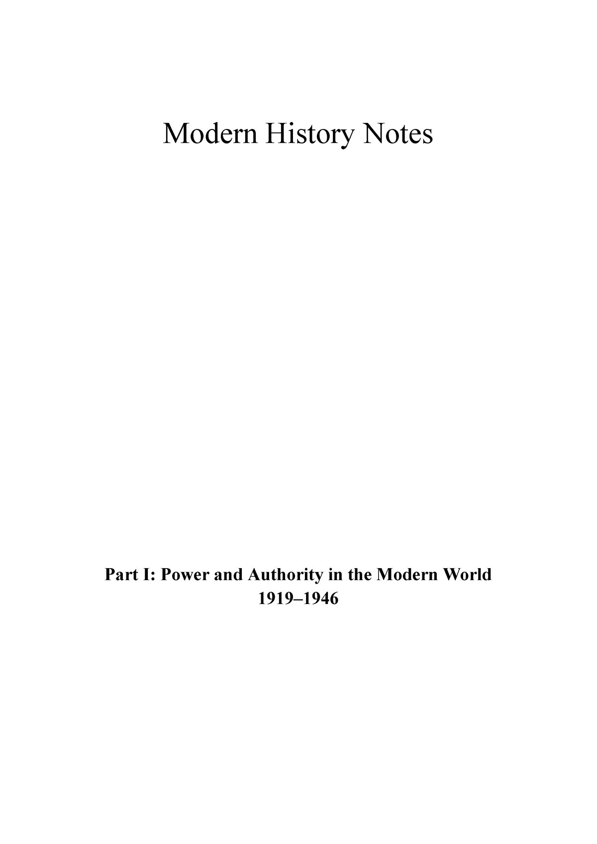 Modern History Notes- Eb5fikl7 - Modern History Notes Part I: Power And ...