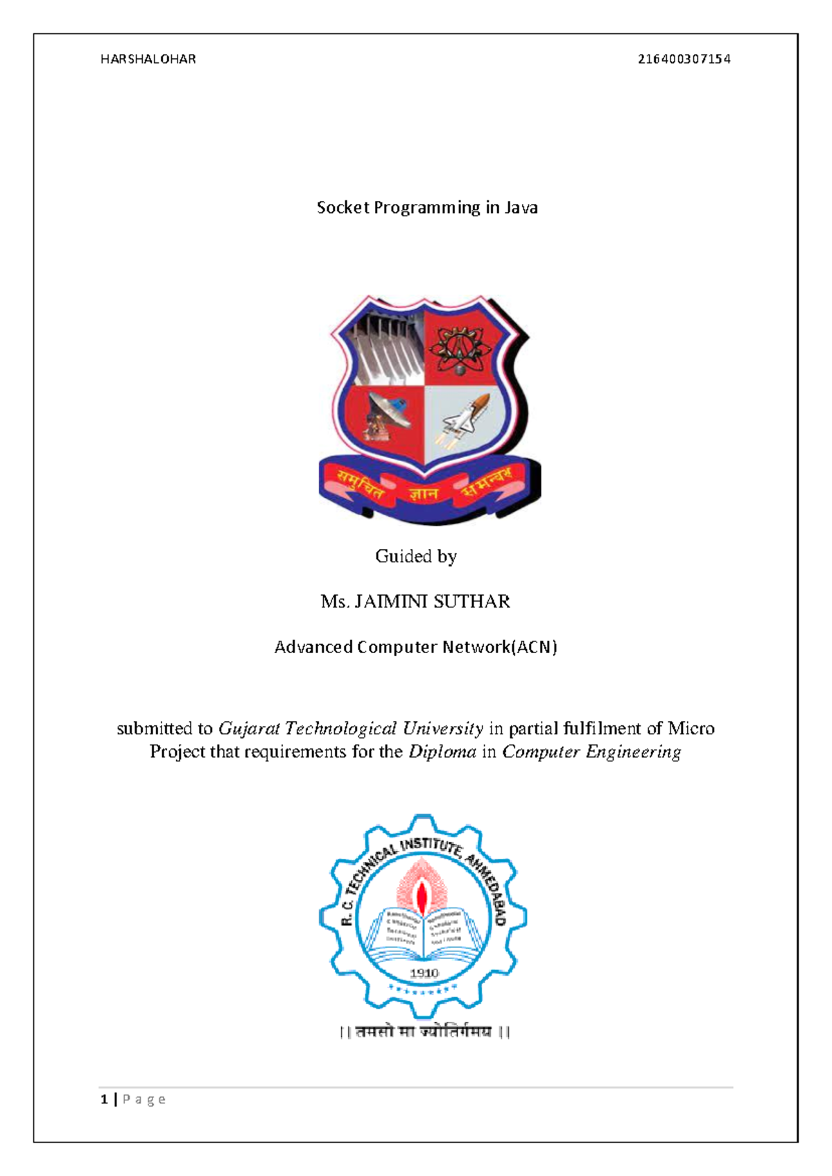Adddd - assignments - Socket Programming in Java Guided by Ms. JAIMINI ...