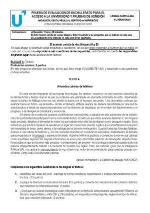 Impreso Lengua Extra Titular Examen - PRUEBA DE EVALUACIÓN DE ...