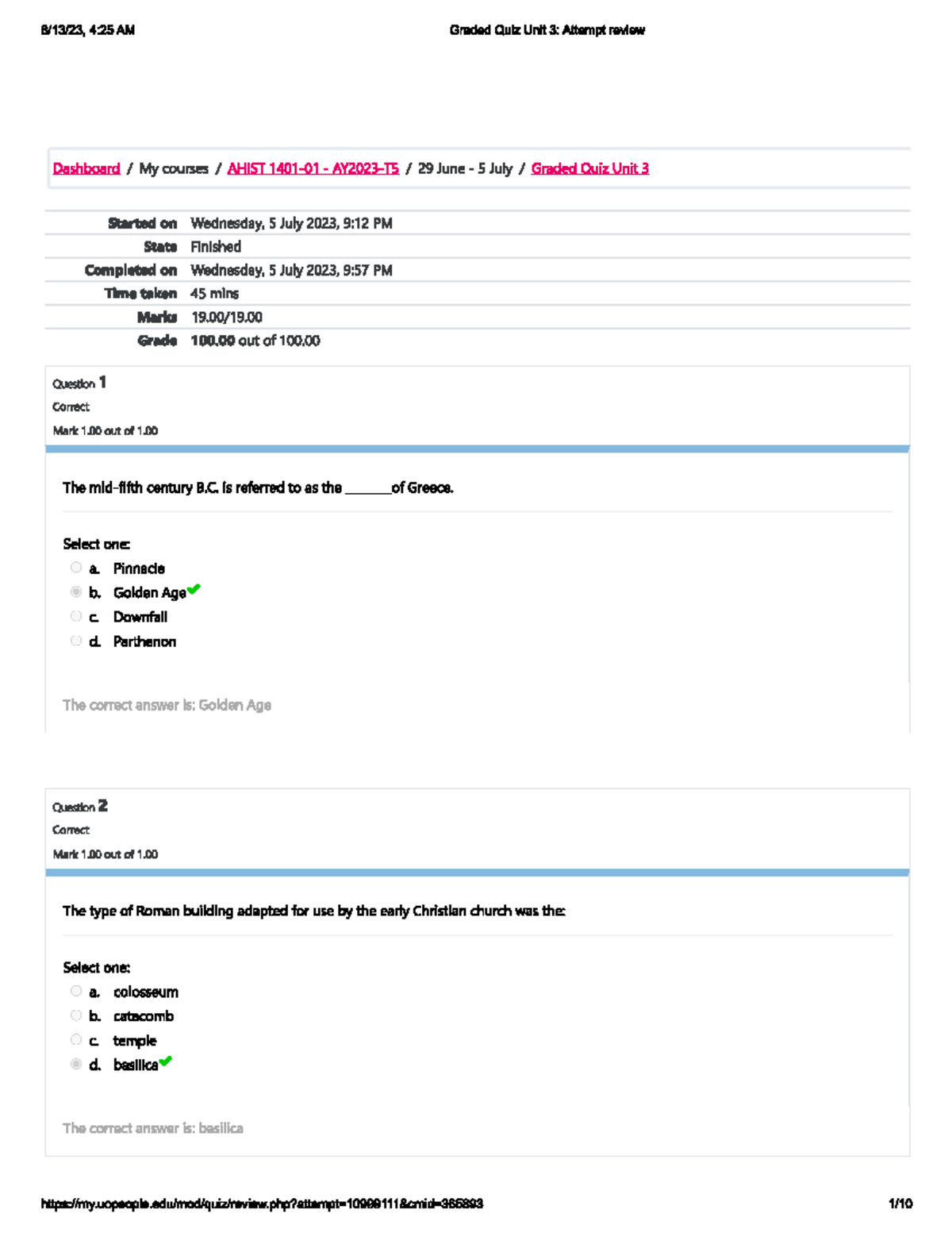 AHIST 1401 Graded quiz unit 3 - AHIST 1401 - Studocu