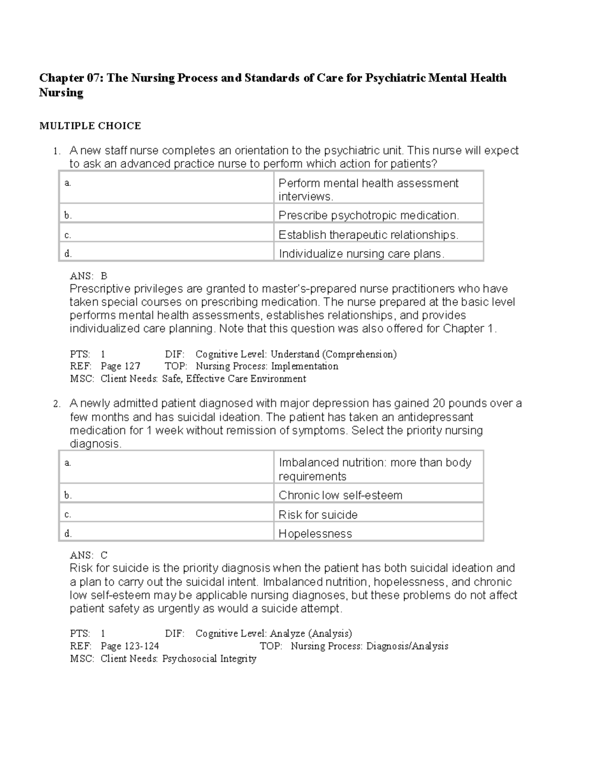 The Nursing Process - Lecture Notes - Chapter 07: The Nursing Process ...