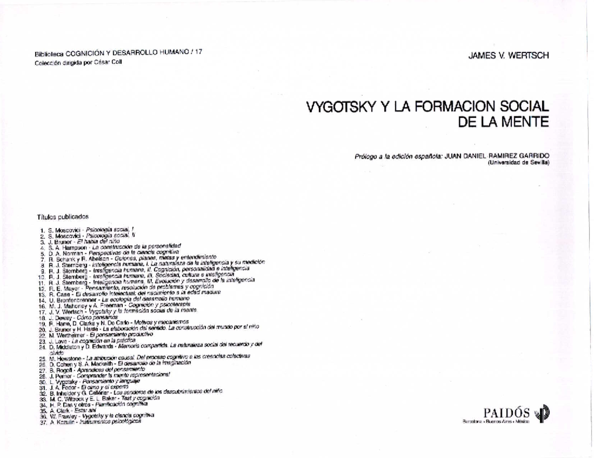 Vygotsky y a formacion social de la mente - Teorías Y Sistemas ...