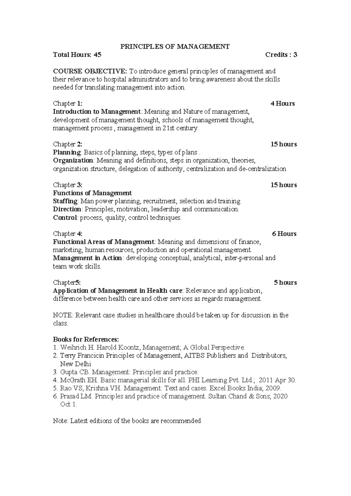 Principles OF Management Syllabus - PRINCIPLES OF MANAGEMENT Total ...